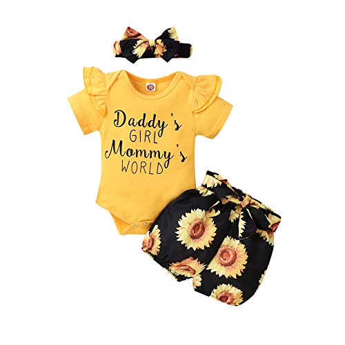 Image of Newborn Baby Girl Romper Jumpsuit Bodysuit +Pants Shorts+Headband Outfit Set …
