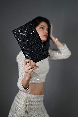 Image of DUCHESS Women's Hand Embroidered Envelope Clutch -Bridal Ethnic Traditional Casual Purse /Clutch /Handbag (23 L x 2.5 W x 13H cm)