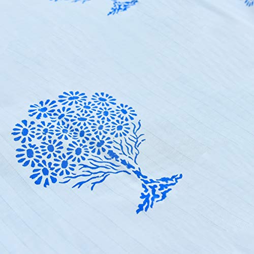 Image of LINENWALAS Cotton Curtains Set of 2, Canvas Door Curtains for Home Decor, Hangs Elegantly with Back Loops (4.5ft x 7 ft, Blue Tree)