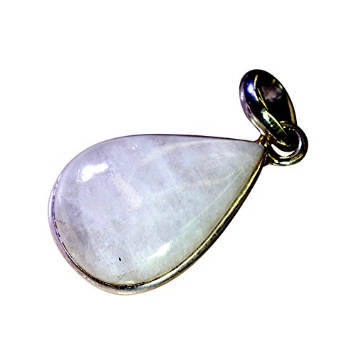 Pendentif en pierre de lune véritable argent fin collier poire élégant