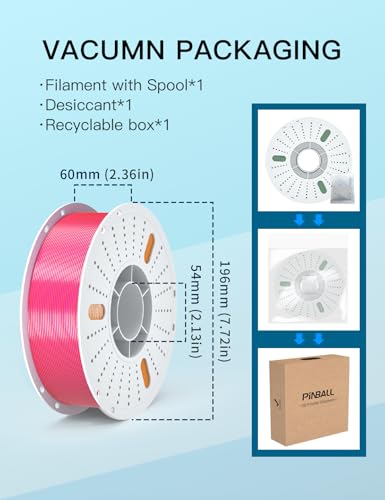 Image of PINBALL Silk PLA 3D Printer Filament 1.75mm Shiny Silk Tricolor Filament 3D Printing PLA Filament Dimensional Accuracy + /- 0.02mm 1 KG Silk Golden-Purple-Red