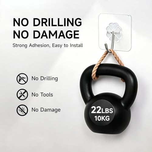 Image of 16 Pack Crystal Clear Adhesive Hooks for Hanging, Heavy Duty 22lb