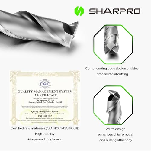 Image of 5 /16 End Mills 5 /16 Inch Shank, 2 Flute Carbide Square Endmill with AlCrN Coated, Upcut Spiral CNC Router Bits for Alloy Steel, Metal and Stainless Steel