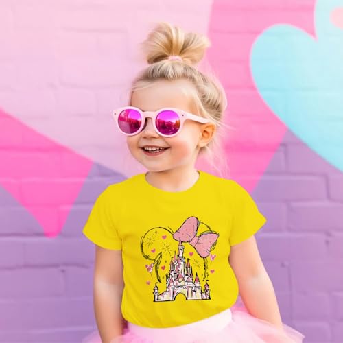 Image of Graphic Shirts for Girls Cute Bow T Shirt Kids Toddler Holiday Tshirt Vacation Trip Summer Tee Cotton Tops