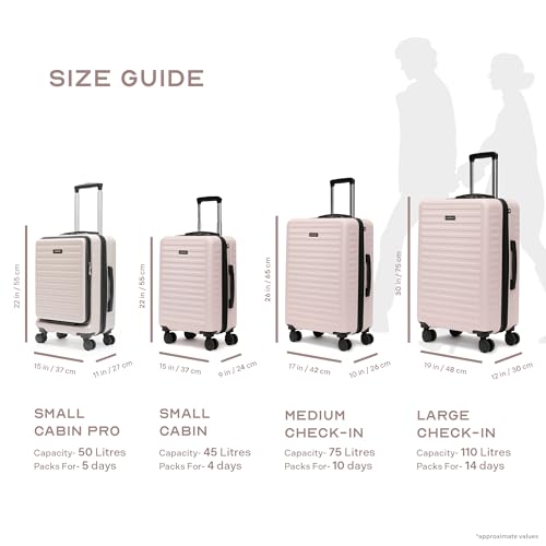 Image of Assembly Large Check-in Suitcase with 3 Packing Cubes & TSA Lock, Durable Polycarbonate Hard Shell Luggage for Adventure Travel, Ivory, 28-Inch