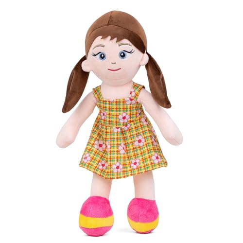 Image of Mirada Floral Print Dress Doll Soft Toy - 38cm |Cute Adorable Plush Stuffed Doll for Kids & Girls | Super Soft Cuddly Toy for Birthdays, Playtime & Room Decor