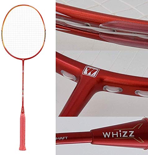 WHIZZ Anti Scratch Series Graphite Badminton Racket Set of 2 with Bag and 2 Grips (Sword Black+Red)