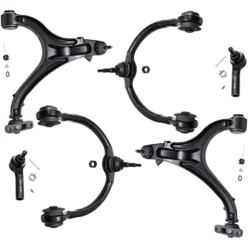 Image of Detroit Axle - 6pc Front End Control Arms Kit for Jeep 05-10 Commander Grand Cherokee, 2 Outer Tie Rod Ends 4 Lower & Upper Control Arms w /Ball Joint 2005 2006 2007 2008 2009 2010 Replacement