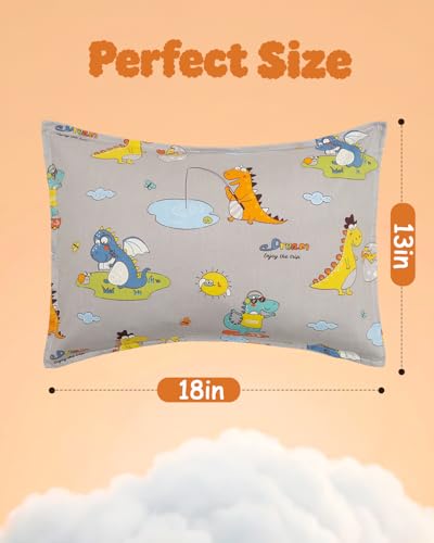 Image of ALVABABY Toddler Pillowcases 2 Pack Organic Cotton Fit 13 inchx 18 inch or 12 inchx16 inch Kids Pillow Cover Envelope for Girl Boy Travel(Pillowcase Only)