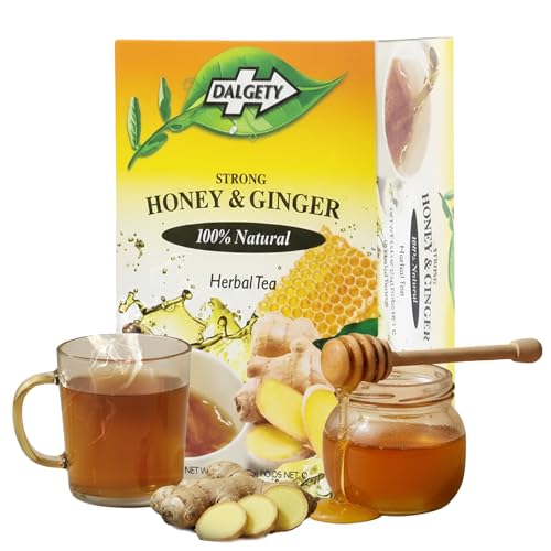 Image of Dalgety Strong Honey and Ginger Tea Bags Herbal Infusion 72g Cartons 100% Natural, Caffeine Free Tea; Delicious and Packed with Unique Health Benefits (3 Pack - Total 54 Teabags)