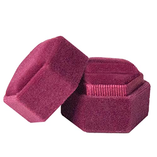 signmeili Ring Box,Velvet Ring Box,Double Velvet Ring Box ï¼ŒHexagonal Velvet Double Ring Romantic Ring Storage Box