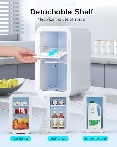 Image of BEICHEN Mini Fridge,6 Liter / 8 Can Small Fridge for Bedroom, Car, Office | AC100-120 V /DC 12 V Portable Thermoelectric Cooler & Warmer for Skincare, Food, Drinks,White