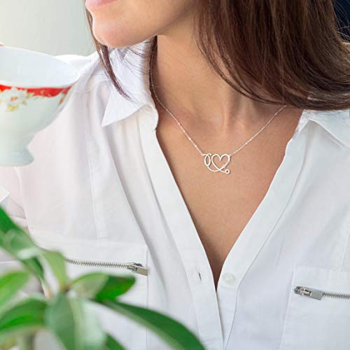 Yoke Style Personalized Stethoscope Necklace with Name, Custom Lovely Heart Necklace Dainty Jewelry Gifts Nurse Doctor Medical Student Graduate Gift2