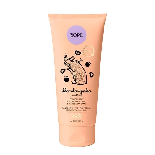 YOPE Crema Bálsamo Corporal con Ceramidas Mandarina y Frambuesa 200 ml - Loción Hidratante y Nutritiva para el Cuerpo, Piel Suave, Aroma Frutal, Fórmula Vegana