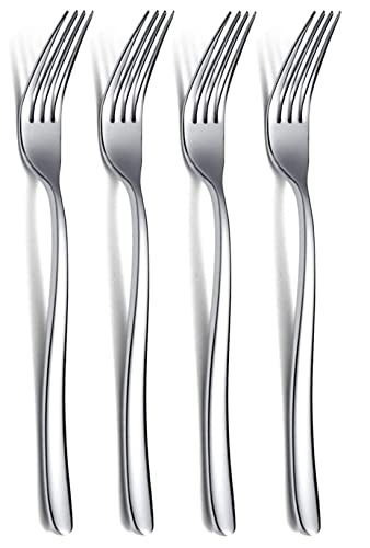 Image of Dinner Forks Food Grade Stainless Steel Silverware Forks,Table Forks,Flatware Forks Mirror Finish & Dishwasher Safe,Use for Home,Kitchen or Restaurant (Silver, Set of 4)