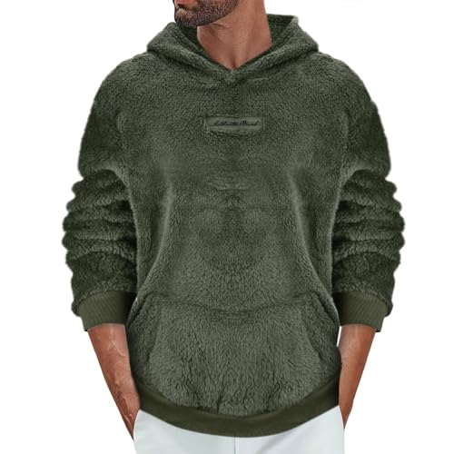 Sweat à capuche pour homme en polaire décontracté manches longues vert foncé