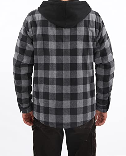 Image of ZENTHACE Mens Sherpa Lined Flannel Shirt Jacket with Hood,Full Zip