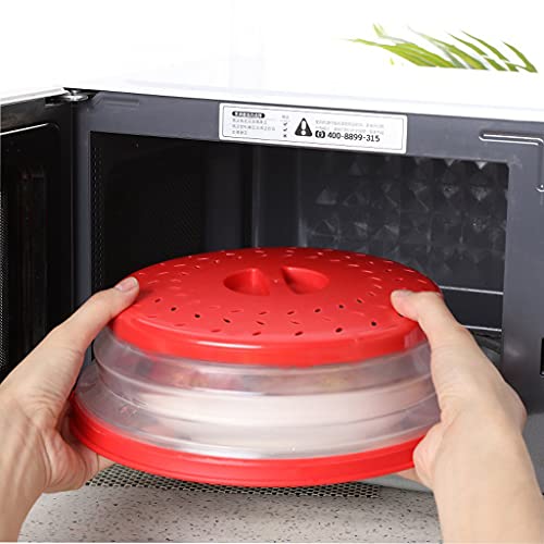 Image of Collapsible Microwave Splatter Cover, Microwave Plate Cover With Steam Vent(12.3 IN,Grayish white)