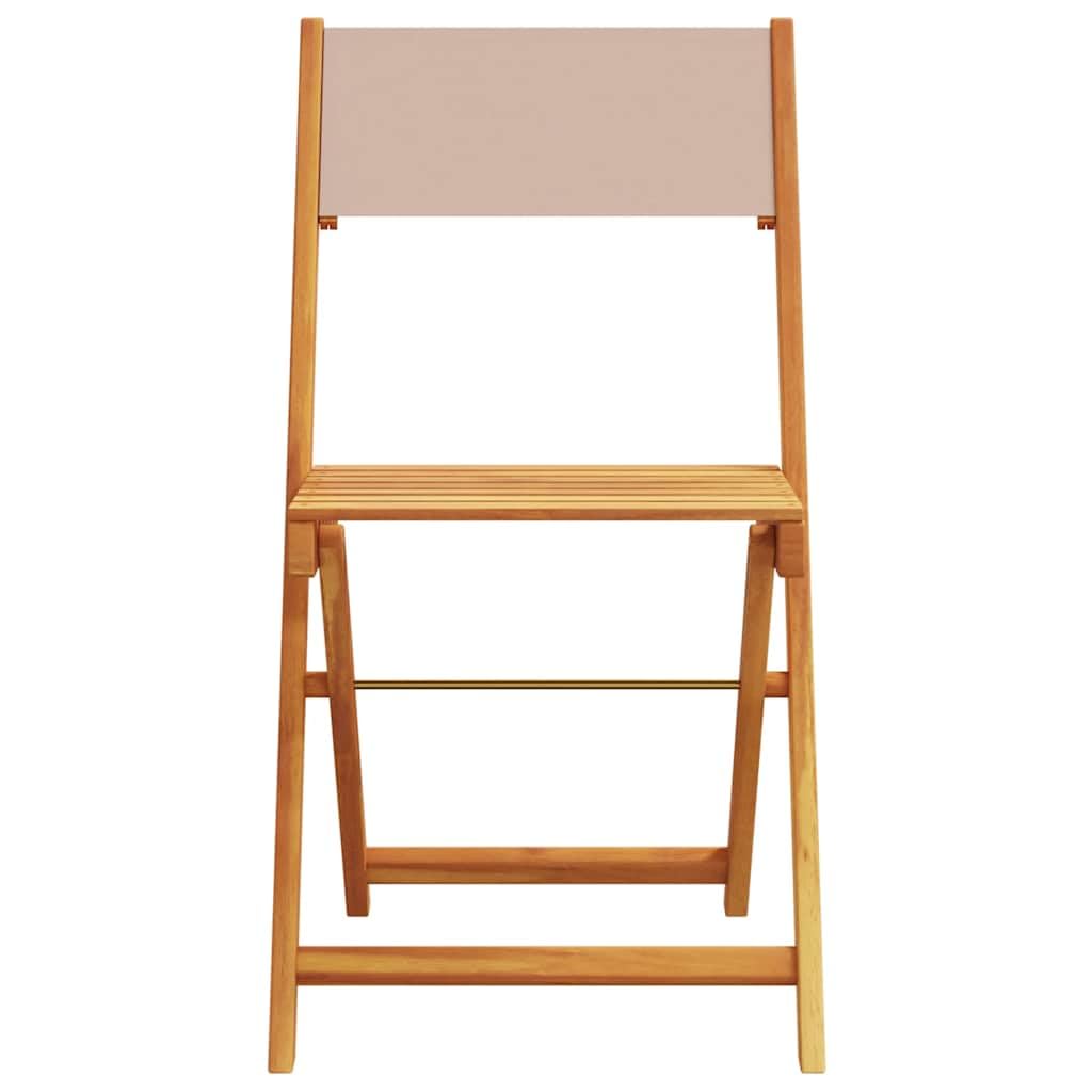 Set Bistro 3 Pezzi Tavolo Rotondo Acacia Massiccio Tortora | Pieghevole Sedie Senza Bracciolo, Schienale Confortevole, Capacità 110 kg, Per Giardino Balcone