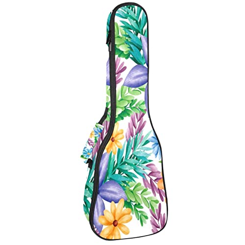 Sac à dos pour ukulélé concert et soprano avec rembourrage de 10mm et motif floral vert