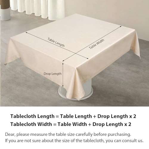 Nappe en lin beige durable pour protéger votre grande table rectangulaire - 4