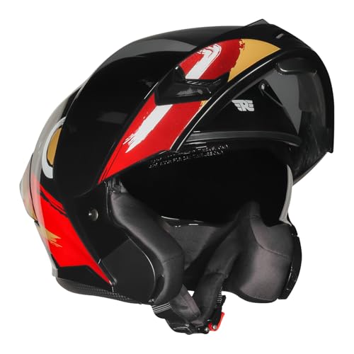 Image of Royal Enfield Stealth MOD Brushed Modular Helmet | Certification: ISI & DOT | Shell Construction: High Impact Grade ABS & Fiberglass Composite | Weight: 1200 + /-50 | RED L
