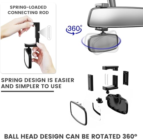 Image of 360 Baby Car Mirror, Shatterproof Rear-Facing Seat View (2 Pack)