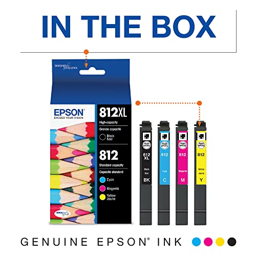 Image of Epson 812 DURABrite Ultra Ink High Capacity Black & Color Cartridge Combo Pack & 812 DURABrite Ultra Ink High Capacity Black & Standard Color Cartridge Combo Pack