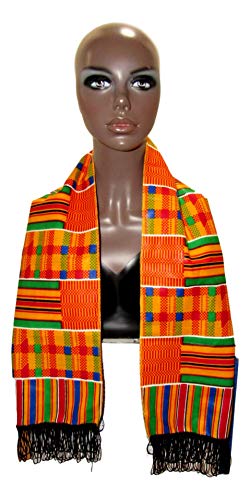 ShopHaven African Kente Scarf, Stole, Cloth - Black Graduation, History, Kwanzaa, Afrocentric Print - Africa2