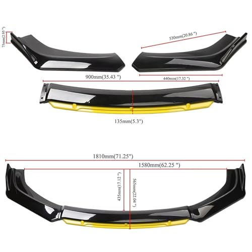 Kit de lèvre de pare-choc avant universel brillant avec diffuseur de spoiler automobile - 5