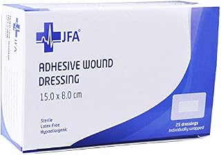 Pack of 25 Adhesive Wound Dressings - Suitable for cuts and grazes, Diabetic Leg ulcers, Venous Leg ulcers, Pressure Sores (80mmx150mm)