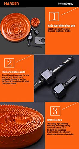 Image of Harden 16 Pieces Professional Hole Saw Bit Cutter Kit For Wood (19-127mm) High Carbon Steel, Best tool for Carpenter - 610548