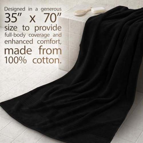 Image of Cotton Paradise 100% Cotton Turkish Towel Set, Soft Absorbent Quick Dry, 2 Piece 35x70 Bath Sheet Set, Coal Black