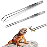 Noviatrix 2 Stück Aquarium Pinzette, 27 cm Lange Pinzette Edelstahl Schützt die Finger Reptilien Futterzange Geeignet für Eidechsen, Spinnen, Schlangen und die Fütterung im Aquarium (Silber)