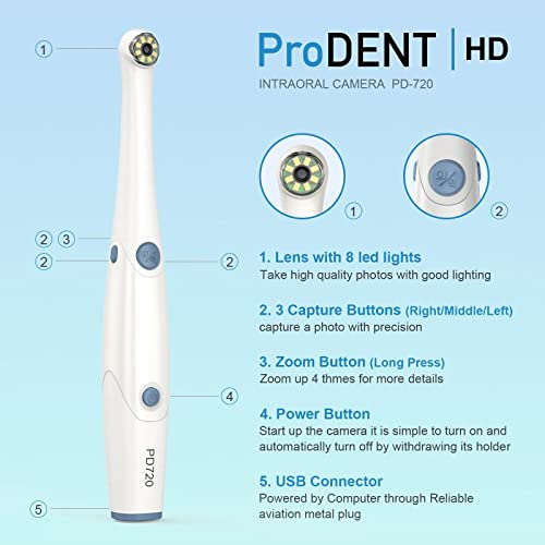 Hd Intraoral Camera Prodent Pd720, Usb Dental Intraoral Camera, Capture Button Work With Dexis, Eaglesoft, Dentrix, Opendental,Carestreamand More #TOP1