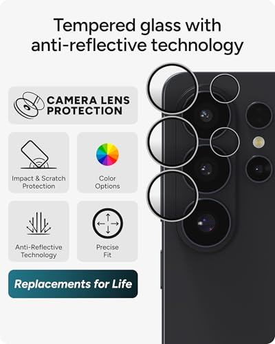 Image of ZAGG Glass Elite Samsung Galaxy S26 Ultra Camera Lens Protector - Silver, Anti-Reflective, 5X Stronger Impact & Scratch Resistant Aluminosilicate Glass - Easy Installation, Smudge-Free Surface
