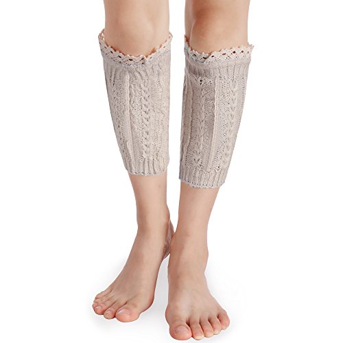 Venukiss 3 Pairs Womens Short Leg Warmers Winter Warm Crochet Knitted Boot Cuffs Topper Socks Gifts