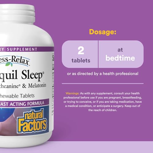 Natural Factors Stress-Relax Tranquil Sleep Chewable, Supports The Full Sleep Cycle, 120 Tablets - Image 4
