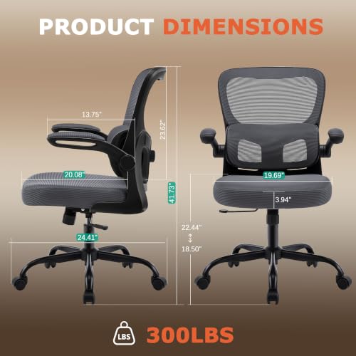 Image of AreShark Office Chair Ergonomic Desk Chairs with Adjustable Lumbar Support& Headrest Hanger, High Back Breathable Mesh Chair with Wheels, Rolling Swivel Comfy Task Computer Chair for Home Work Gaming