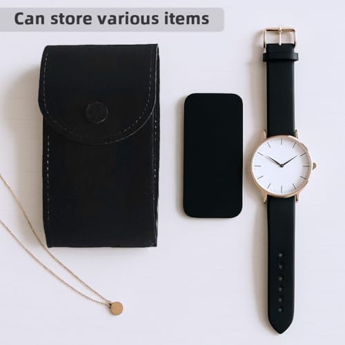 Image of ZORBES Travel Watch Box Wrist Watch Storage Pouch with Double Sided Velvet Liner Anti-Scratch Protective Case Organizer, Travel Watch Holder 7x13x4cm, Compatible with Jewelry Only Box