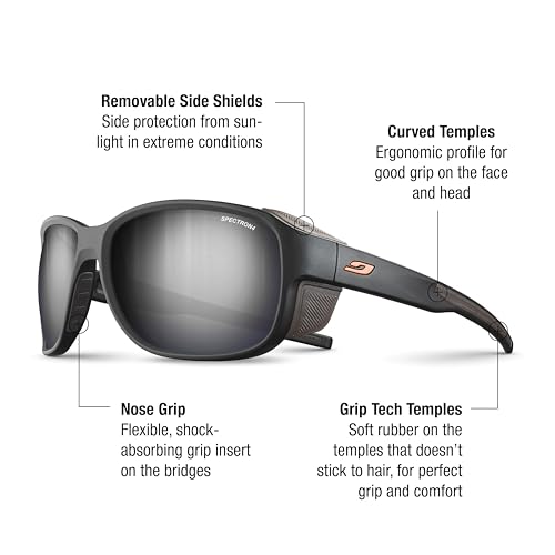 Julbo Montebianco 2 Glacier Sunglasses for Men & Women w/Removable Side Shields for Hiking, Ski, Snow - 100% UV Protection2
