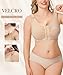 BRABIC Post Surgery Front Closure Bras for Women Full Coverage Compression Mastectomy Wireless Bra with Adjustable Straps, Beige, Large