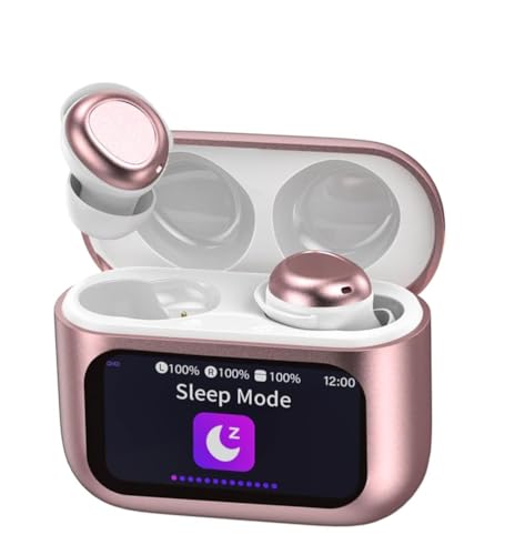 Wireless Sleep Earbuds with Smart Touch Screen, Bluetooth 5.4 Headphones In Ear with ENC Noise Cancelling Mic, 48H Sleep Headphones with 5 EQ Modes, HiFi Stereo IP7 Waterproof Mini Ear Buds, Rose Gold