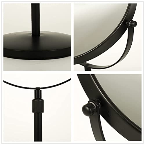 Hihia Tabletop Makeup Mirror 8 Inch Double-Sided 7X Magnification, Height Adjustable Black Magnifying Makeup Mirror Round Tabletop Mirror Tall, Height Adjustable Cosmetics Black Finish (Black) #TOP5