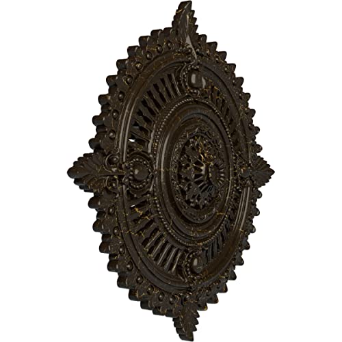 Image of 29 1 /8 inchOD x 1 1 /4 inchID x 4 inchP Haylynn Ceiling Medallion (Fits Canopies up to 1 1 /4 inch), Hand-Painted Stone Hearth Crackle