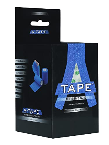 Image of A-TAPE Breathable Self Adhesive Cohesive Bandage for Humans & Pets (Dogs, Cats, Birds) -Sports, Wrap, Athletic, Non Woven First Aid Medical, Wrist, Swelling (10 cm X 4.5 mtr, Pack of 2) (Whitegreen Paw)