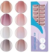 MqpQ Square Gel Nail Tips - Soft Gel Tips Multi-colored 2 in 1 Tips with Base Color,Long Lasting,...