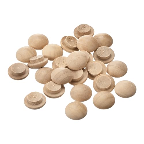 Image of uxcell Wood Plugs, 25Pcs 15 x 10 mm - Beech Wood Button Top Plugs, Screw Hole Covers, Decorative Wooden Cover for Stair Chair Craft Furniture Woodworking