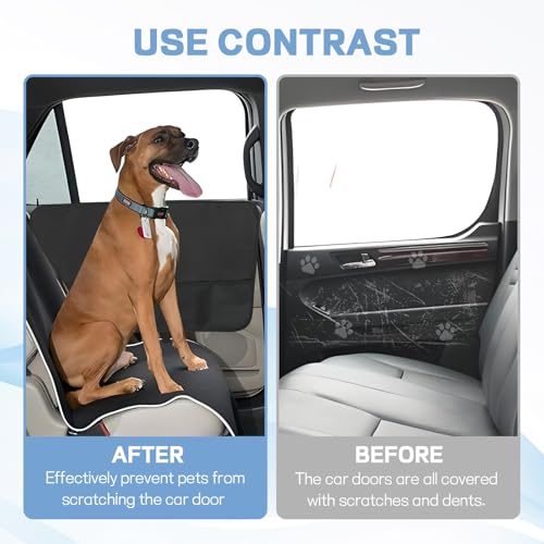 Hbxdeco 2PCS Car Door Protector for Dogs, Anti-Scratch Pet Cars Door Cover with Net Storage Pocket, Waterproof Vehicle Doors Pet Scratch Guard, Universal Interior Car Accessories