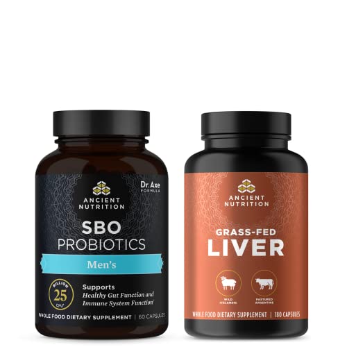 Ancient Nutrition Sbo Probiotics, Men's, 60 Count + Wild & Grass-Fed Organ Blends Capsules, Liver, 180 Count #TOP25